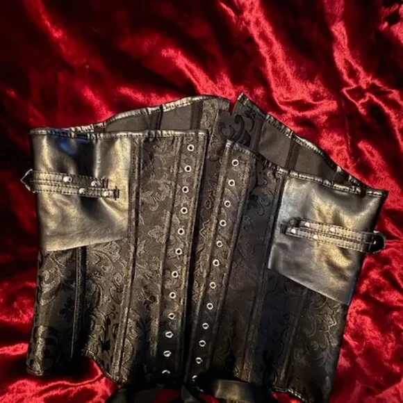 Long layered 2 tiered skirt and black corset Edwardian Ball